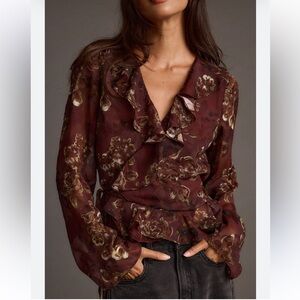 12th Tribe Burgundy Floral Blouse